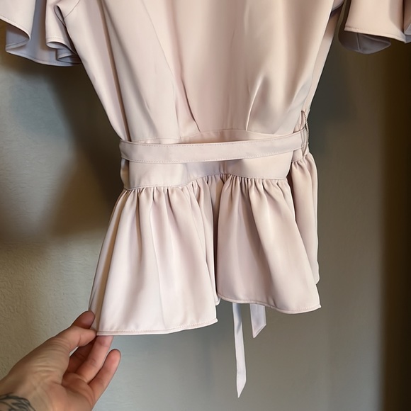 Express pink peplum top with tie around waist - Picture 4 of 4